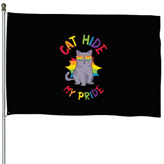 Cat Hide my Pride LGBT Cats and Women House Flags