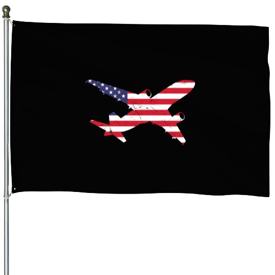 American Flag Airplane Stars And Stripes House Flags