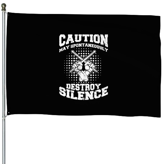 Caution May Spontaneously Destroy Silence Funny Dr House Flags
