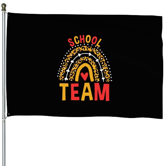 Leopard Rainbow Back To School Team House Flags