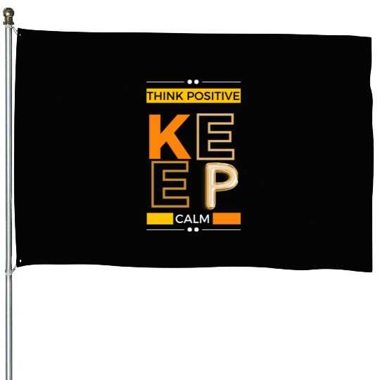 Black Yellow Great Things think positive keepcalm House Flags