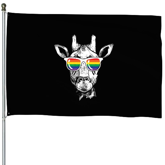 LGBT Giraffe Laugh Gay Lesbian Animal Lover Gift House Flags