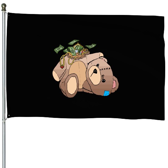 Money Teddy Bear Riches House Flags