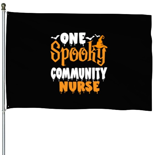 One Spooky Community Nurse Funny Creepy Halloween House Flags