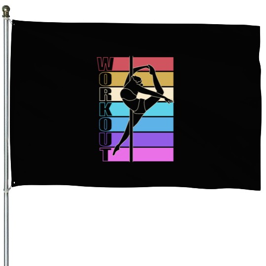 Retro Workout Pole Dancing Pole Dancer House Flags