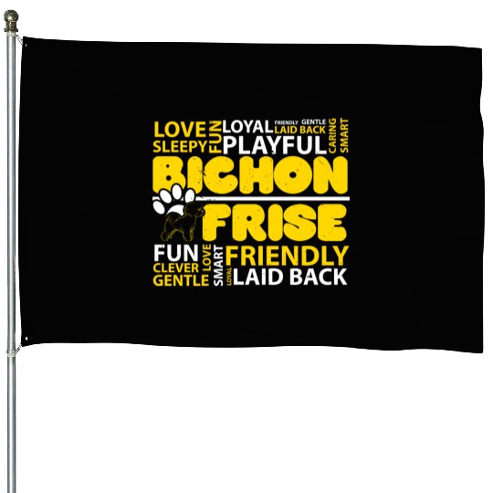 I Love Bichon Frise Dog Lover Puppy Paw Love House Flags