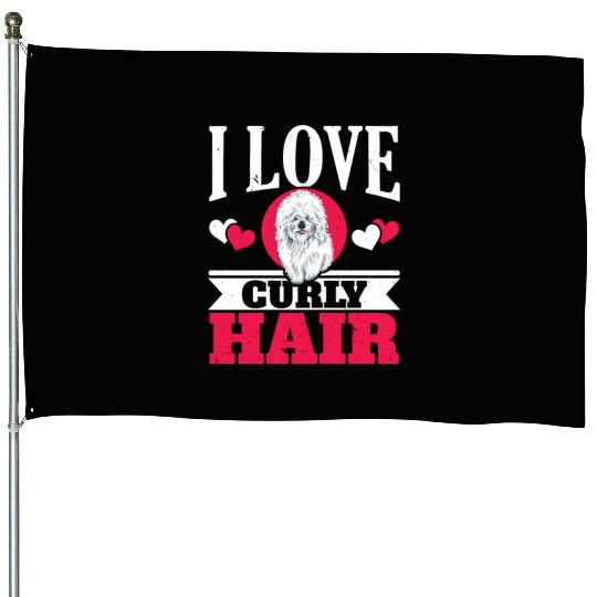 I Love Curly Hair Bichon Frise Dog Lover Puppy Paw House Flags