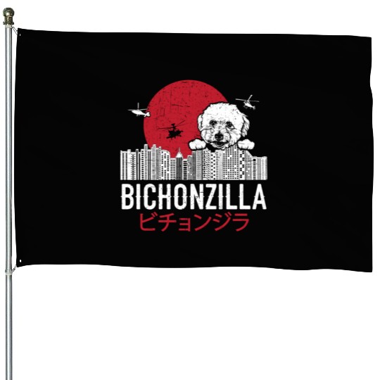 Bichonzilla Bichon Frise Dog Lover Puppy House Flags
