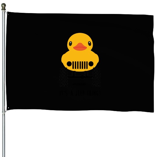 Jeep Cute Rubber duck on Offroad wheels duckduck House Flags