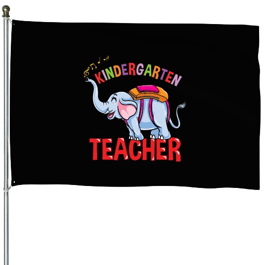 Back To School Elephant Kindergarten Teacher House Flags
