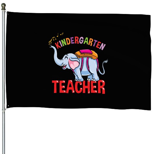 Back To School Elephant Kindergarten Teacher House Flags