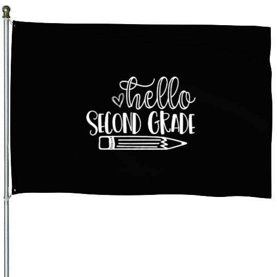 Back to School Hello Second Grade Student Teacher House Flags