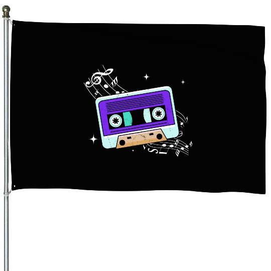 Old School Cassette Mixtape Music Lover House Flags