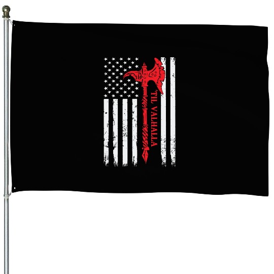 American Viking Axe Flag Til Valhalla Veteran Usa House Flags