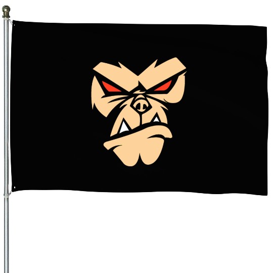 Bad monkey Angry Face - Gorilla Head House Flags
