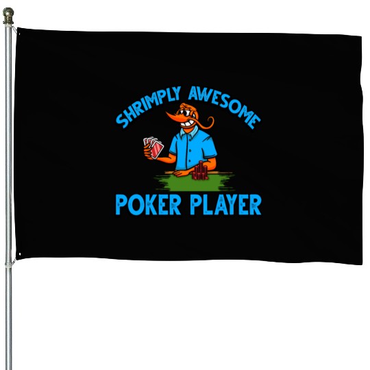Funny Shrimp/Prawn Pun. Shrimply Awesome Poker House Flags
