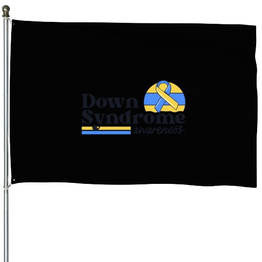 Down Syndrome Awareness Retro Sunset Yellow Blue House Flags
