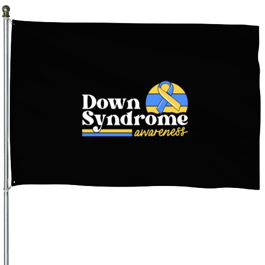 Down Syndrome Awareness Retro Sunset Yellow Blue House Flags