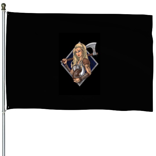Female Nordic Viking Warrior House Flags