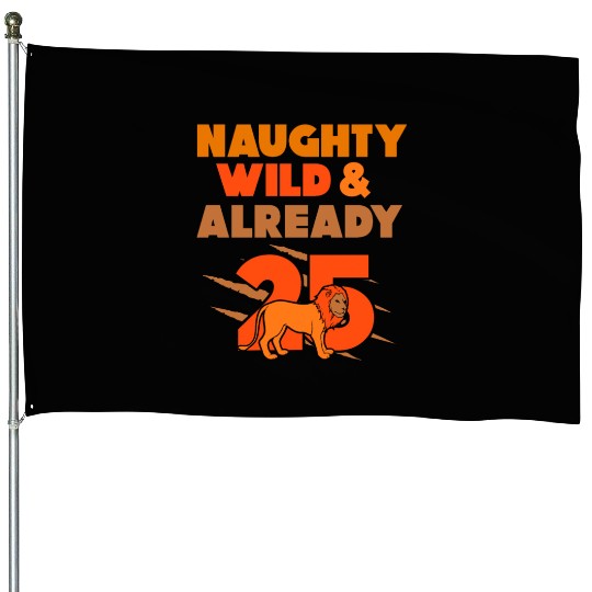 Gift 25 years birthday Men lion House Flags