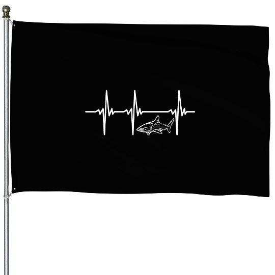 Heartbeat For Elegant Vintage Ocean Sharks House Flags