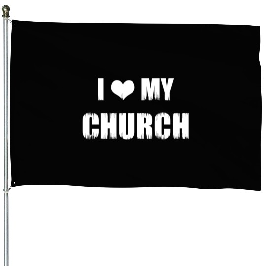 Christianity Gifts I Love My Church Christian House Flags