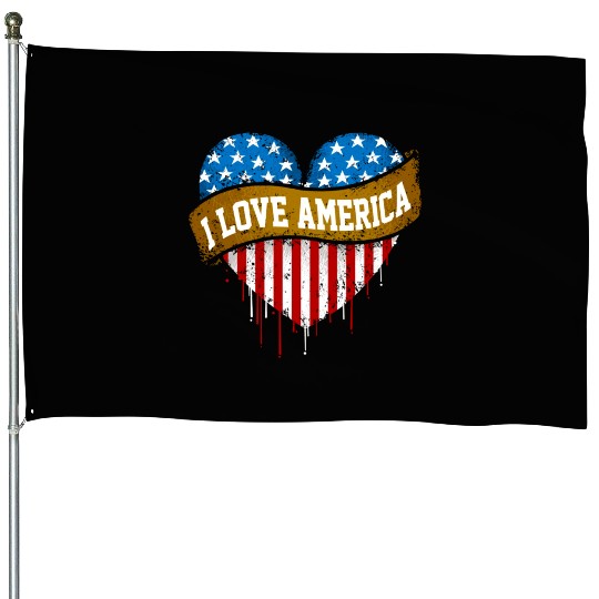 I Love America House Flags