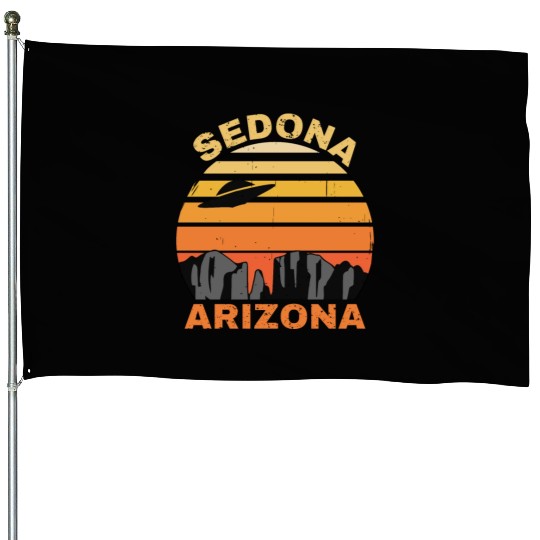 Sedona Arizonna Retro Sunset and UFO House Flags