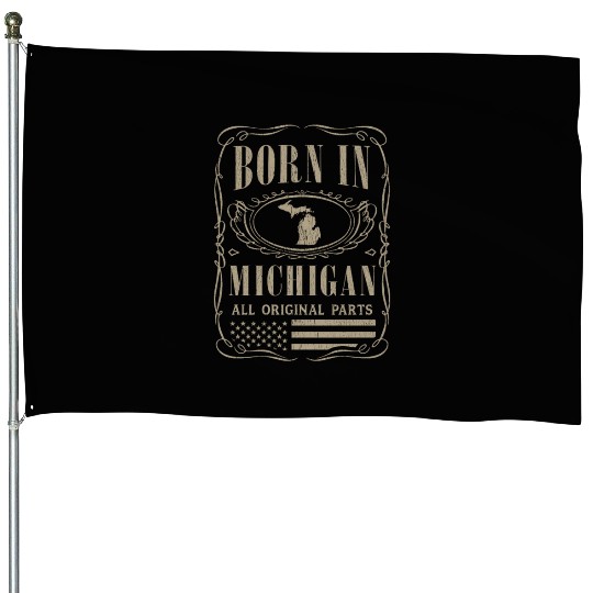 Vintage America US States Born Michigan House Flags