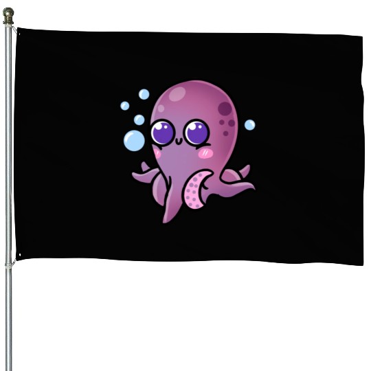 Kawaii Octopus For Octopus Lover House Flags