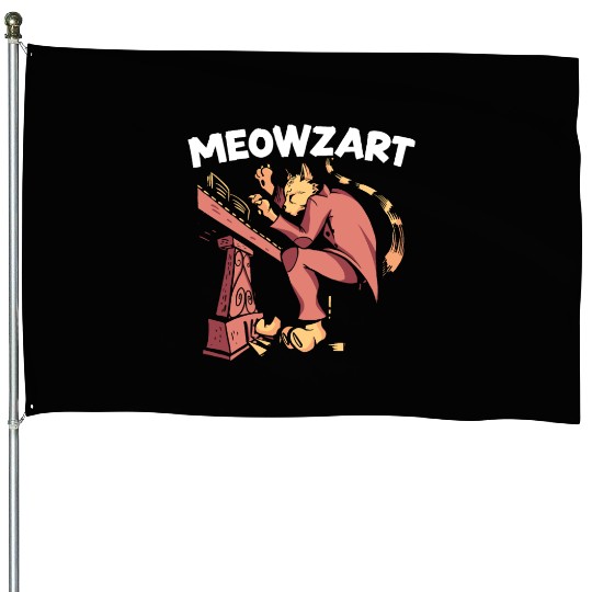 Meowzart Piano Cat Musician Musical Pianist Music House Flags