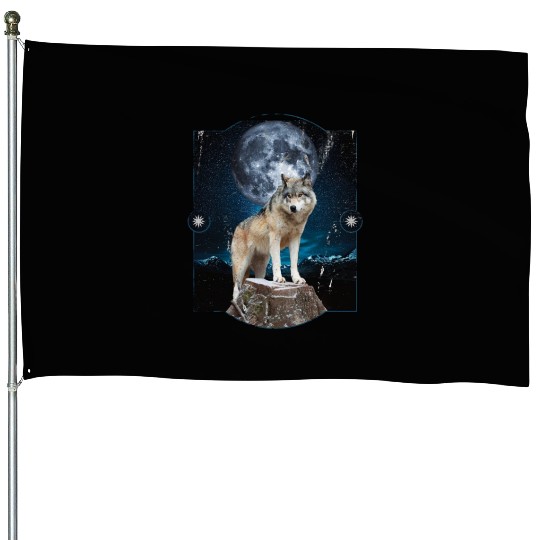 Wolf Moon Forest Wolves Nature Nature Liever Full House Flags