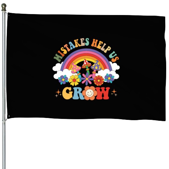 Mistakes Help Us Grow Groovy Growth Mind Rainbow House Flags