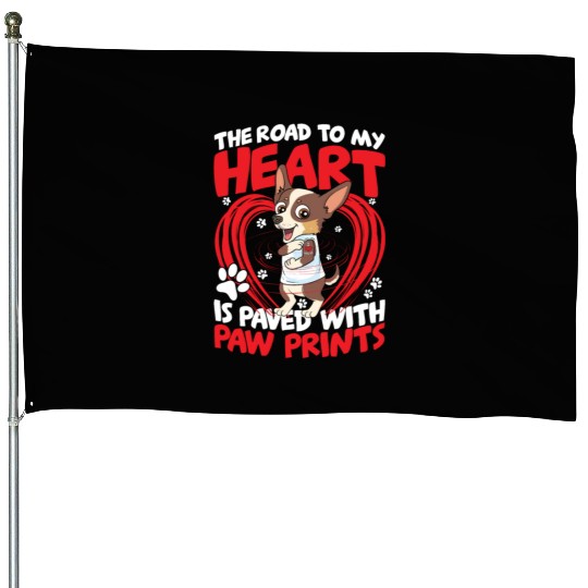The Road To My Heart Is Paved with Paw Prints House Flags