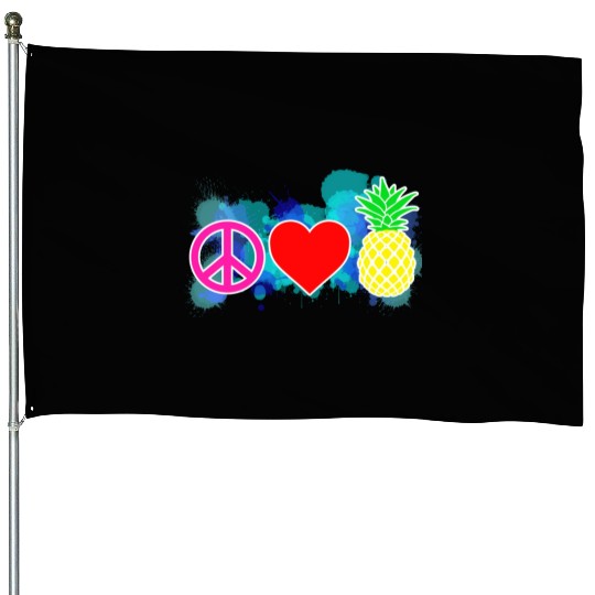 peace love pineapple House Flags