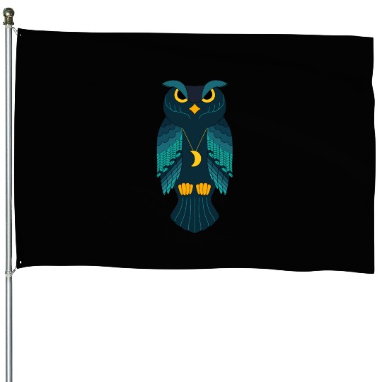 blue owl wild bird House Flags