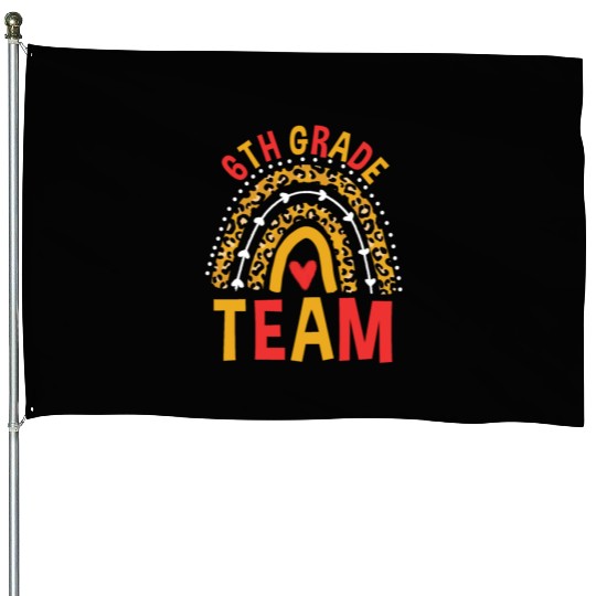 Leopard Rainbow Back To School 6th Grade Team House Flags