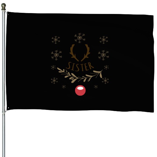 Sister Family Christmas Matching House Flags