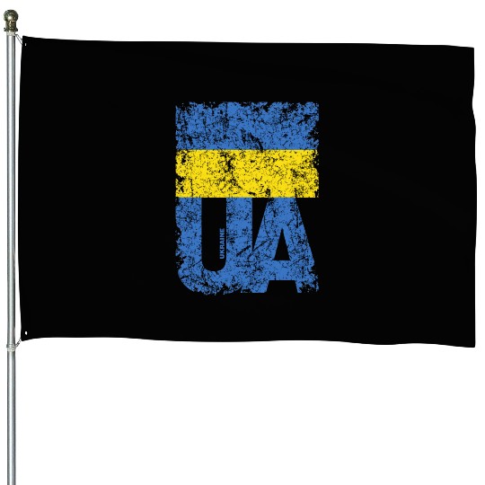 I stand with Ukraine. Support Ukraine. Stop War House Flags