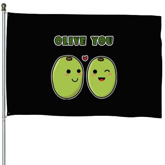 Kawaii Olive You for funny quote lover House Flags