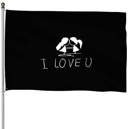 lesbian couple couple i love you House Flags