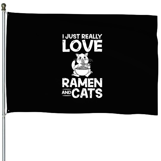 Ramen Cat Bowl Chicken Noodle Soup Japanese House Flags