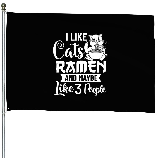 Ramen Cat Bowl Chicken Noodle Soup Japanese House Flags