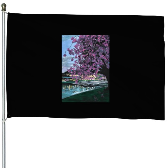 Festplass Swans and Cherry Flowers week 17 House Flags