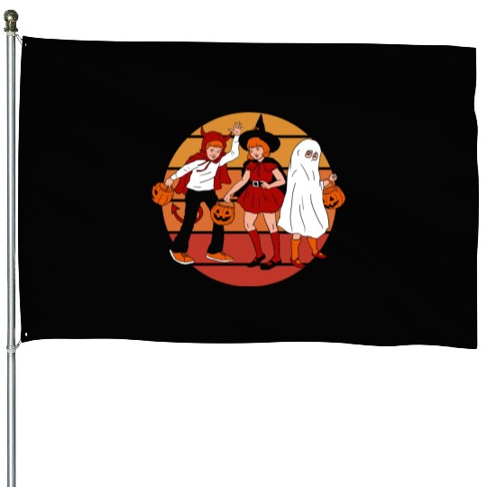 Vintage Horror Comic Trick or Treat. Halloween House Flags