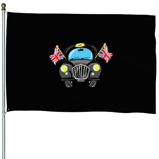 Taxi Hackney the black cab in London House Flags