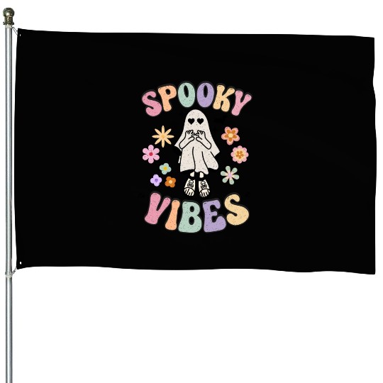 Spooky Season Retro Vintage Floral Halloween House Flags
