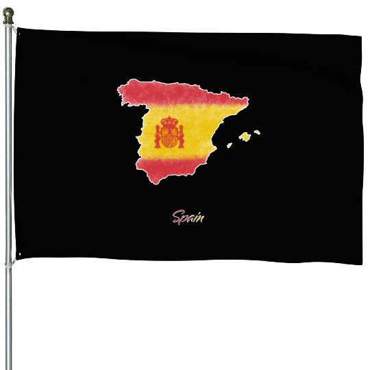 Stylized Spain Map House Flags