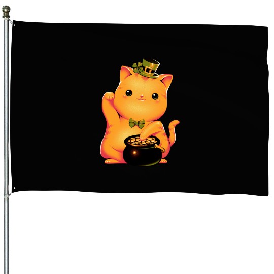 cat Irish Lucky Cat House Flags