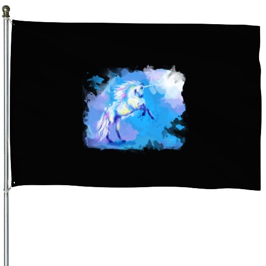 Unicorn Dream fantasy animal painting House Flags
